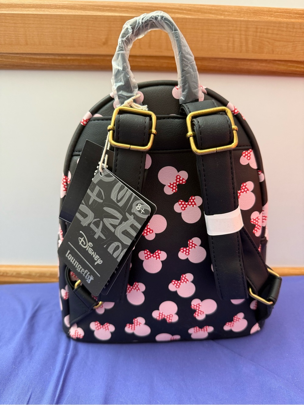 Disney x Loungefly Minnie Mouse Black & Pink Mini Backpack - Picture 6 of 7